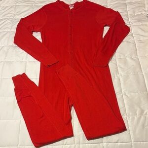 Morgan Mills Long Handles Red Union Suit, long Johns base layer  Onsie Pajamas